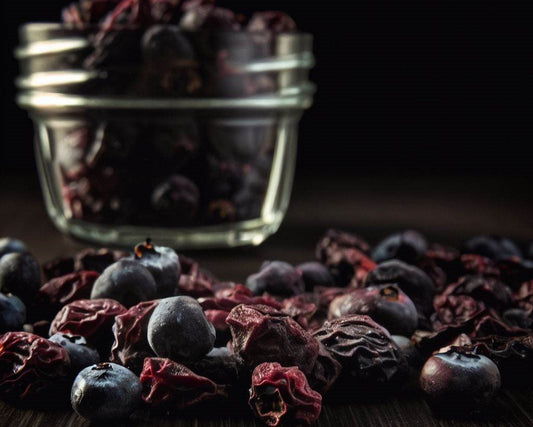 Arándanos deshidratados de alta calidad, fruta seca gourmet ideal como snack saludable o ingrediente para repostería.