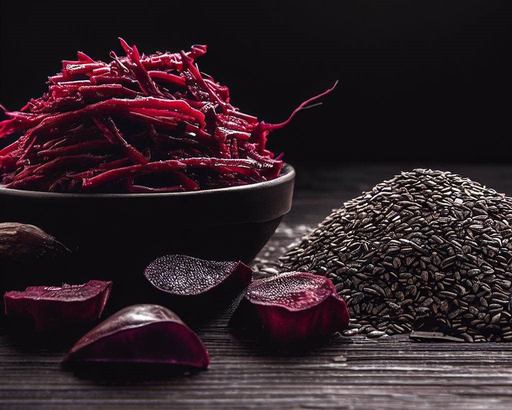 Betabel deshidratado en trozos y láminas, ideal para ensaladas, batidos o como ingrediente en recetas saludables. Producto 100% natural, sin aditivos ni conservadores, de origen mexicano.